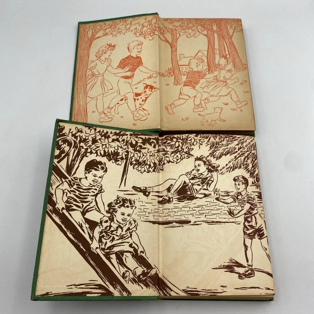 Lot of 2 Vintage The Bobbsey Twins at School + at Snow Lodge‎ 1940s HC Illust
